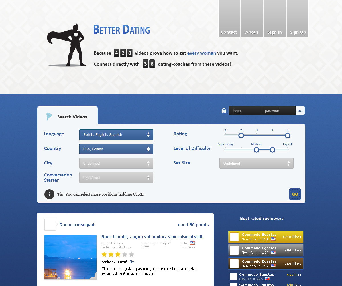 Web Design by Veleriq for Betterdating.com & DatingTurnaround.com (both online in the course of 2014) | Design #1192310