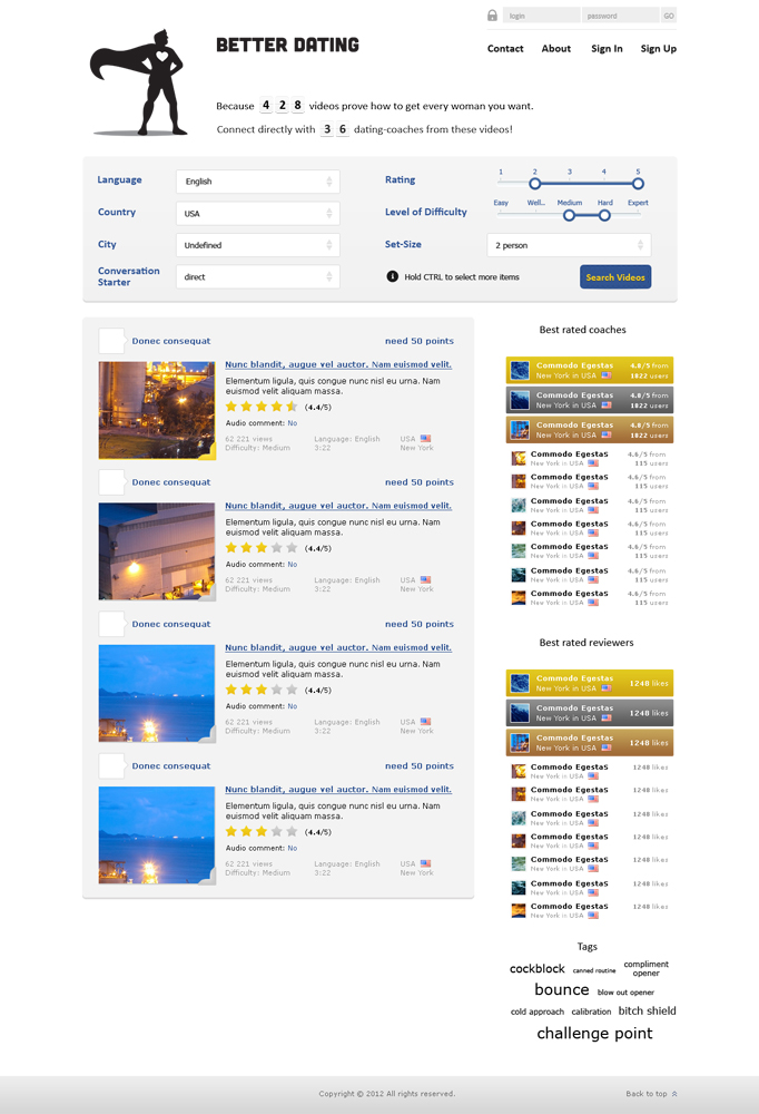 Web Design by Veleriq for Betterdating.com & DatingTurnaround.com (both online in the course of 2014) | Design #1195154