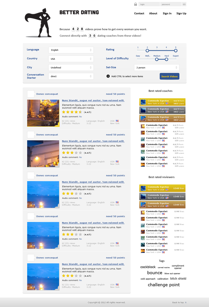 Web Design by Veleriq for Betterdating.com & DatingTurnaround.com (both online in the course of 2014) | Design #1196475