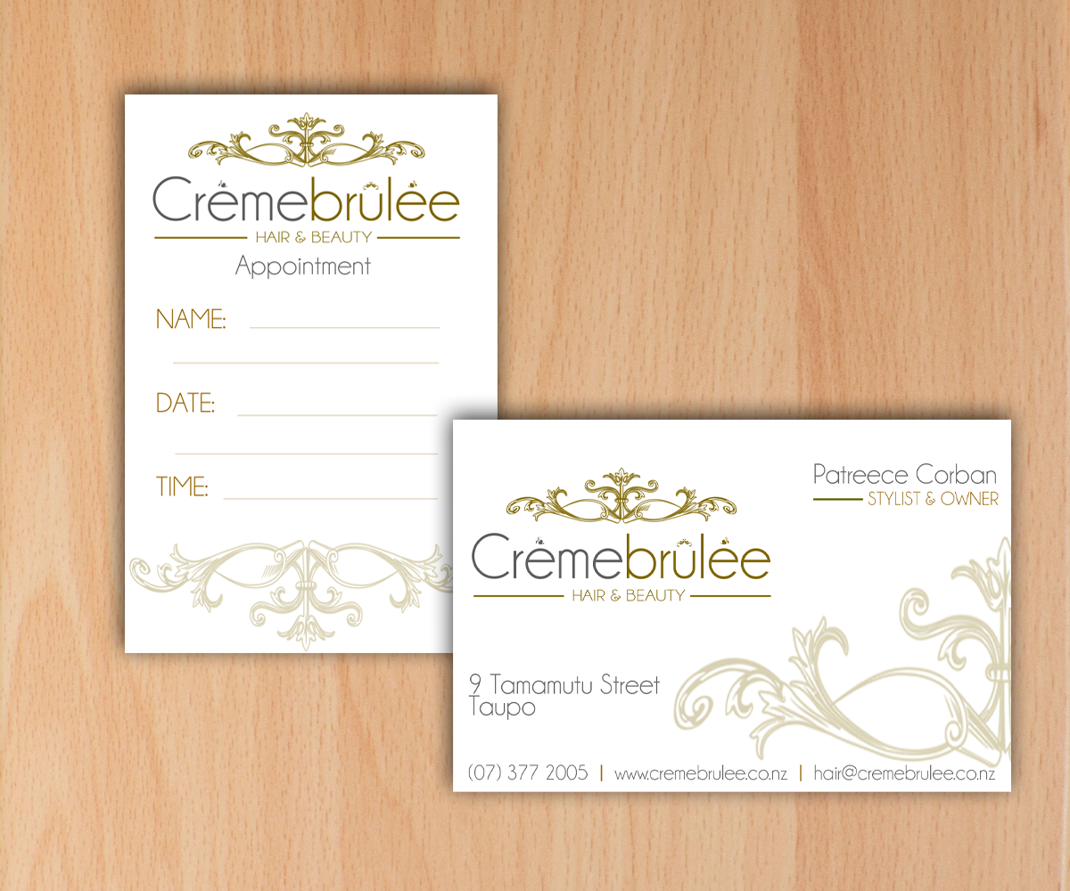 Business Card Design by HLDesign for Cremebrulee Hair & Beauty | Design #4176218