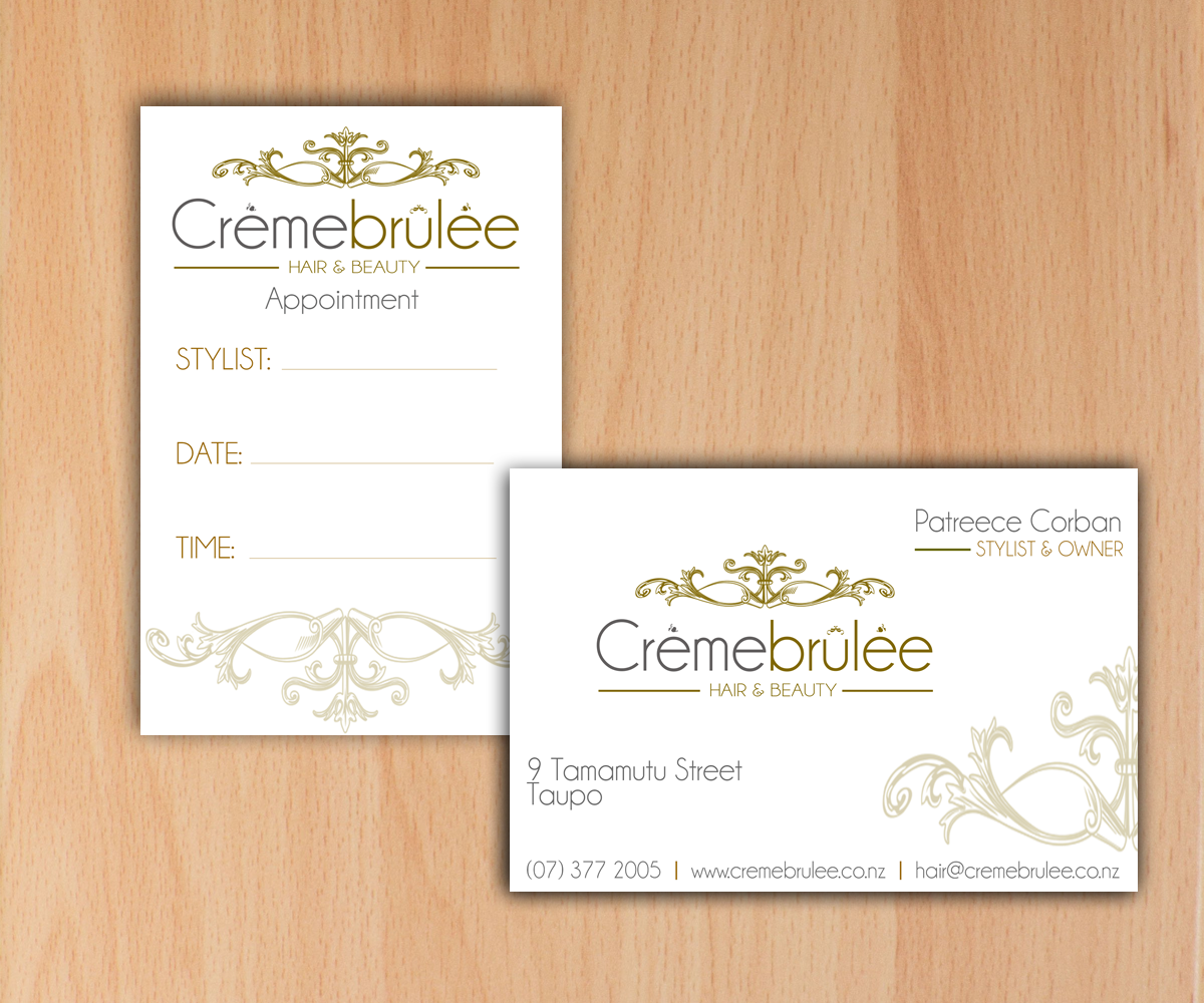 Business Card Design by HLDesign for Cremebrulee Hair & Beauty | Design #4196656