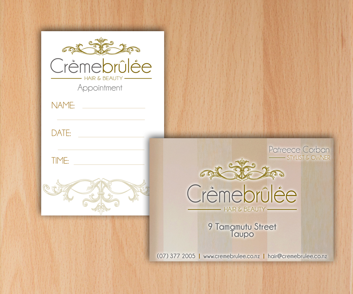 Business Card Design by HLDesign for Cremebrulee Hair & Beauty | Design #4199917