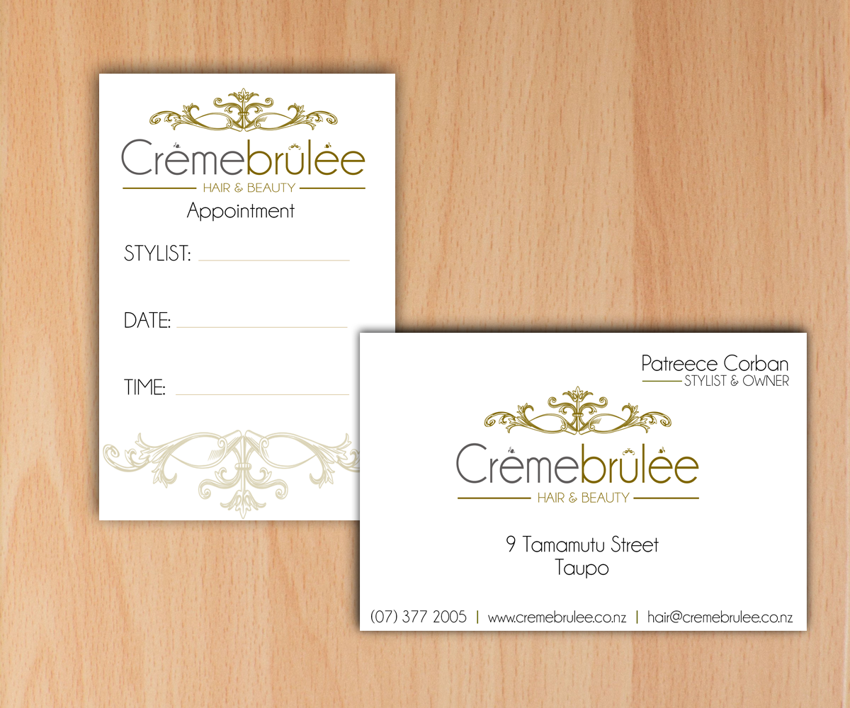 Business Card Design by HLDesign for Cremebrulee Hair & Beauty | Design #4215285