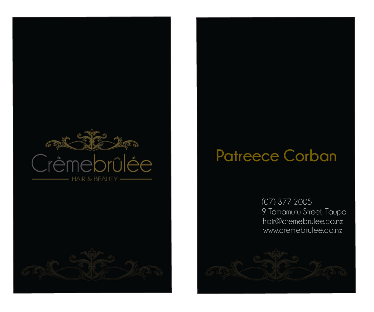 Business Card Design by Art Girl for Cremebrulee Hair & Beauty | Design #4171594