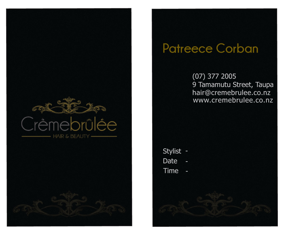 Business Card Design by Art Girl for Cremebrulee Hair & Beauty | Design #4178824