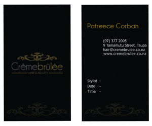 Business Card Design by Art Girl for Cremebrulee Hair & Beauty | Design: #4178824