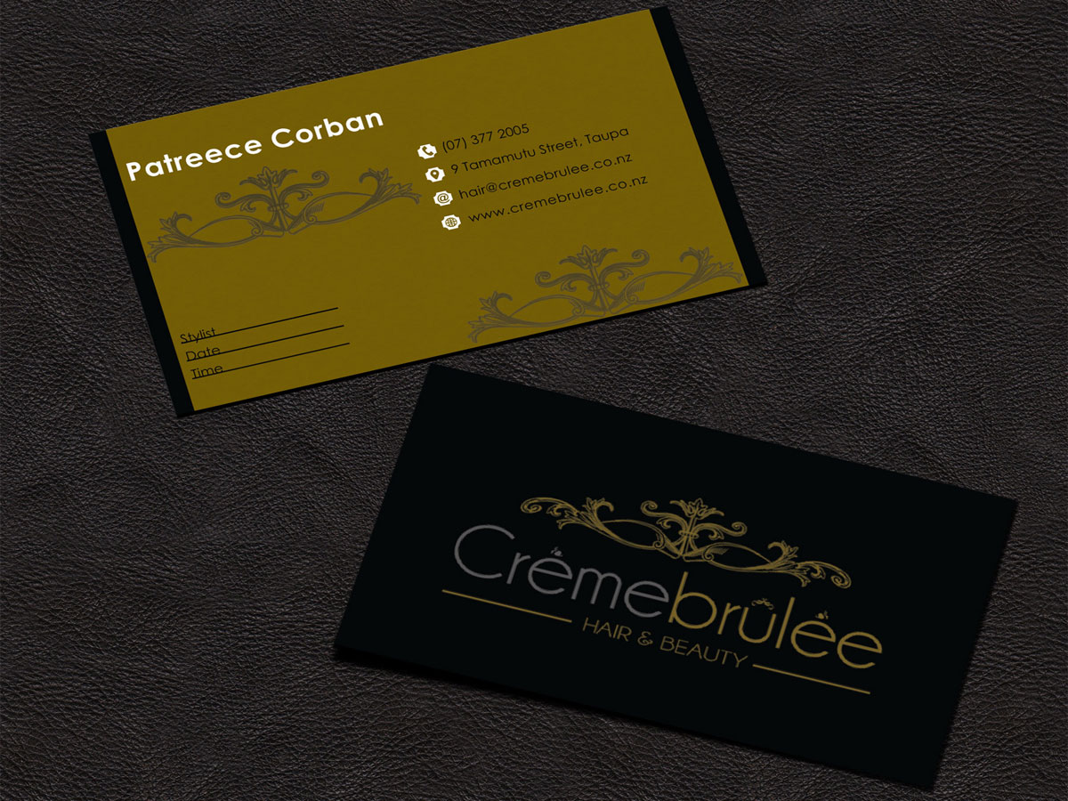 Business Card Design by Art Girl for Cremebrulee Hair & Beauty | Design #4218639