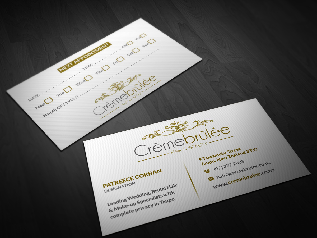 Business Card Design by Pointless Pixels India for Cremebrulee Hair & Beauty | Design #4186813