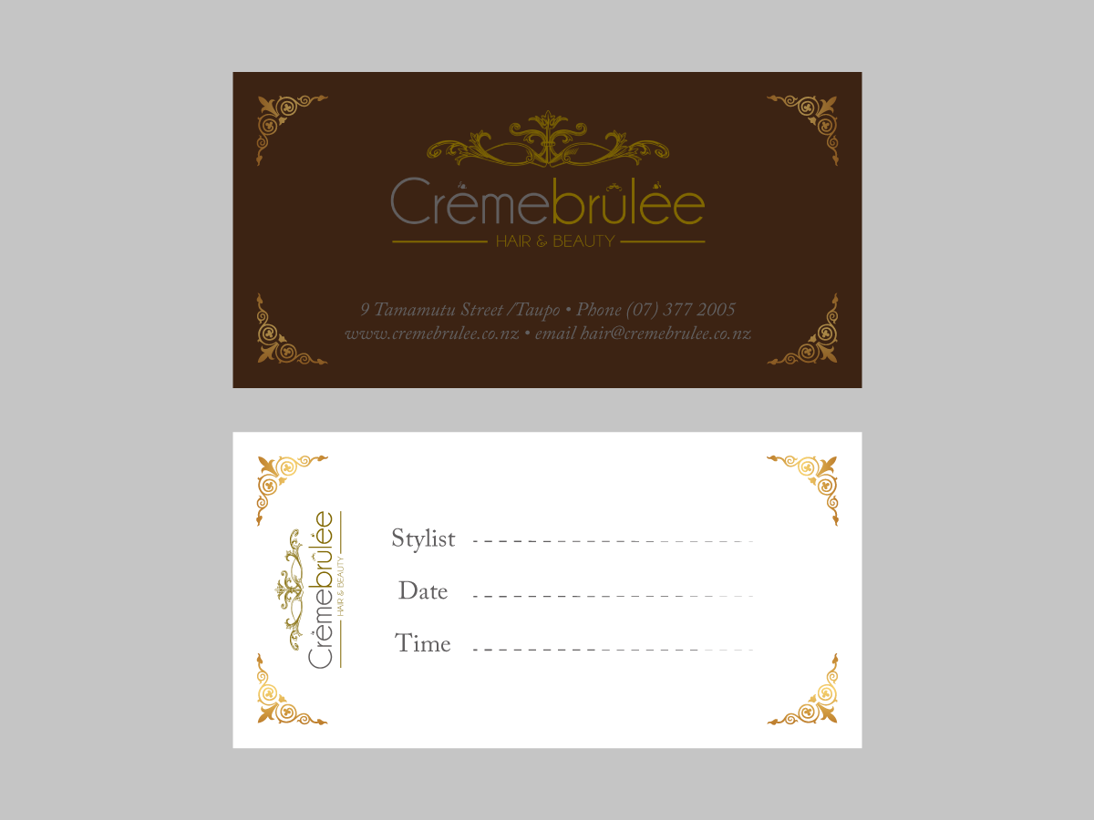 Business Card Design by moonrock for Cremebrulee Hair & Beauty | Design #4179165
