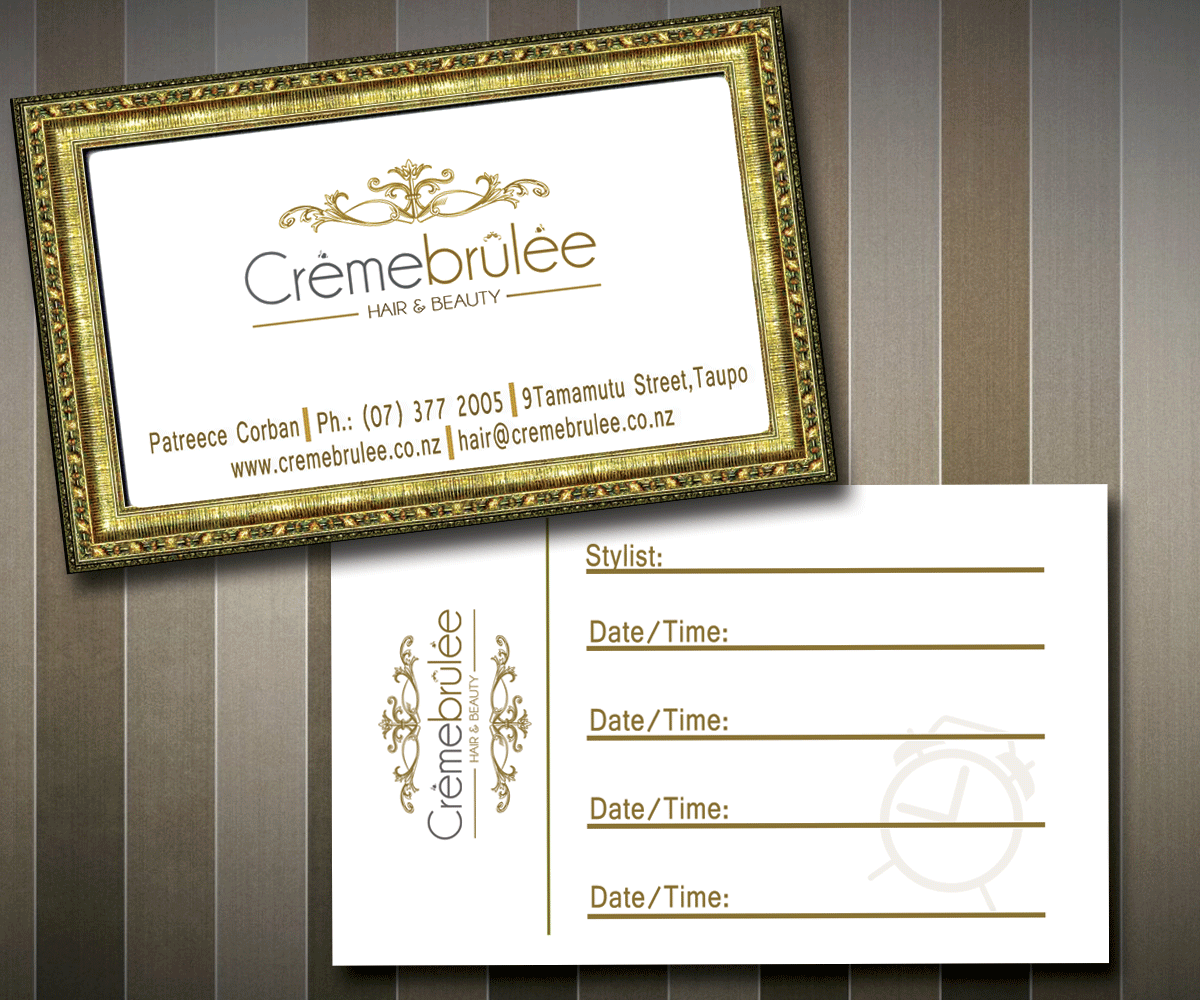 Business Card Design by ioannis1983gr for Cremebrulee Hair & Beauty | Design #4227699