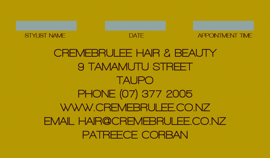 Diseño de Tarjeta de Presentación por David Winwood para Cremebrulee Hair & Beauty | Diseño #4218077