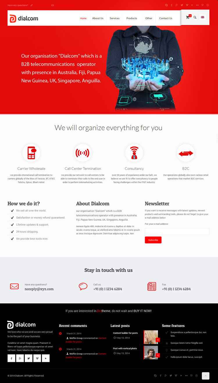 Wordpress Design by J. Chaturvedi for Dialcom, Inc. | Design #4234732