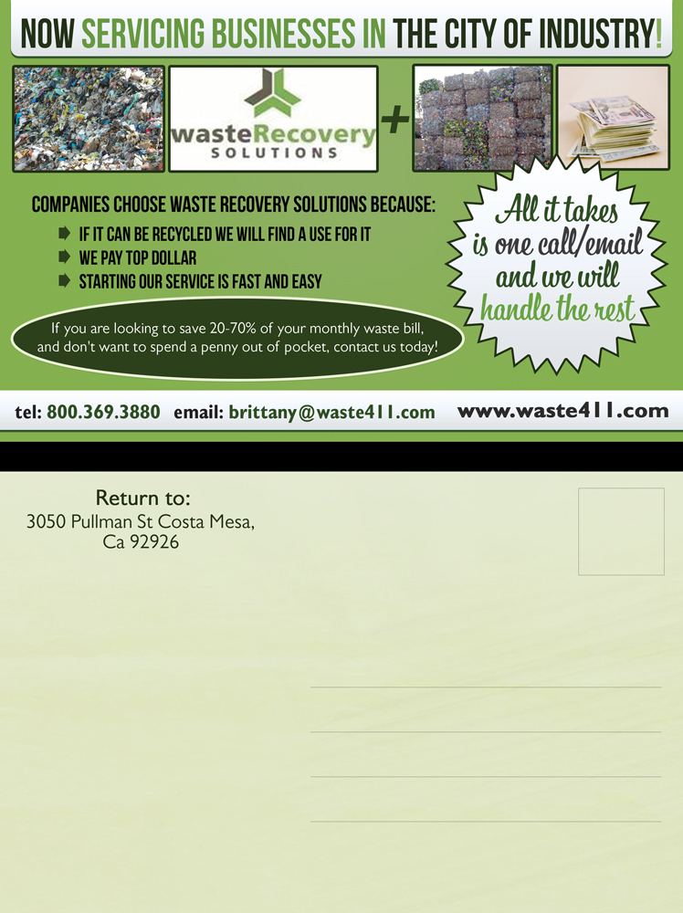 Postkarten-Design von UrbainFX für Waste Recovery Solutions | Design #4276603
