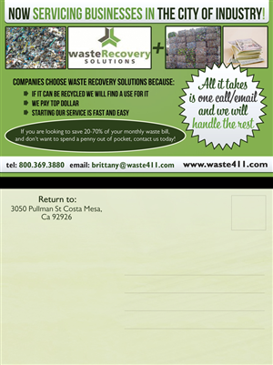Design de Carte Postale par UrbainFX pour Waste Recovery Solutions | Design : #4276603