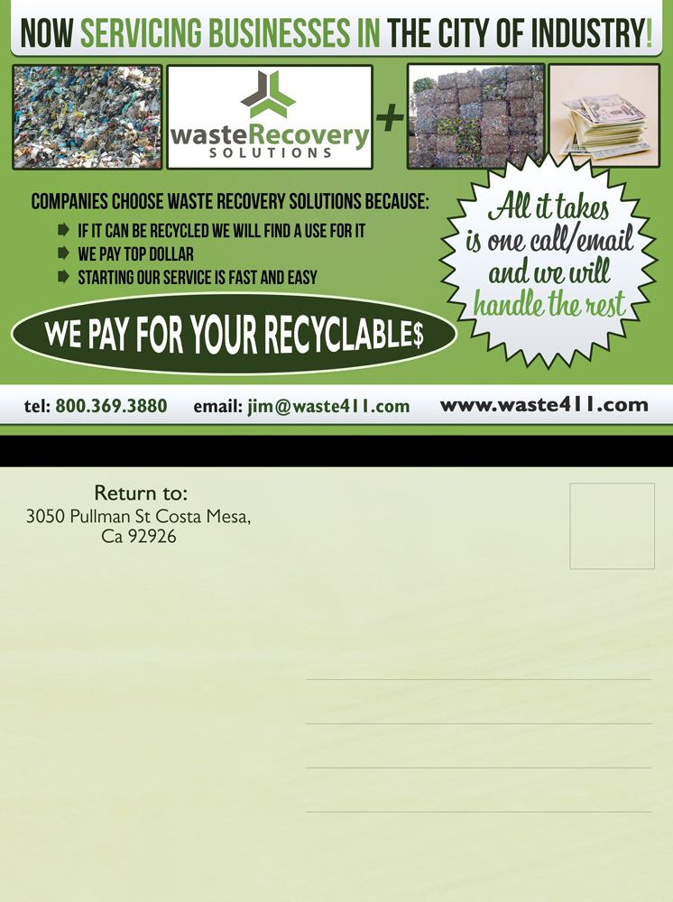 Design de Carte Postale par UrbainFX pour Waste Recovery Solutions | Design #4292890