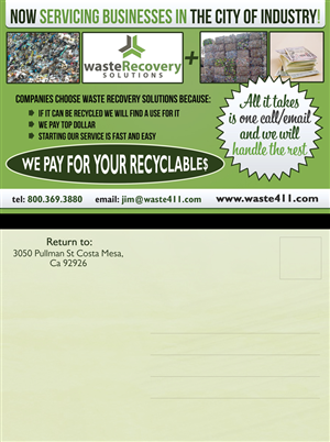 Design de Carte Postale par UrbainFX pour Waste Recovery Solutions | Design : #4292890