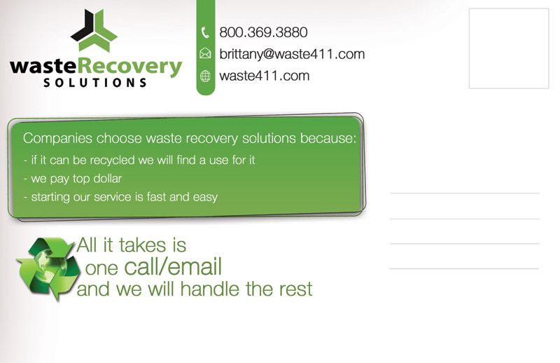 Postkarten-Design von alessandroevge für Waste Recovery Solutions | Design #4186892