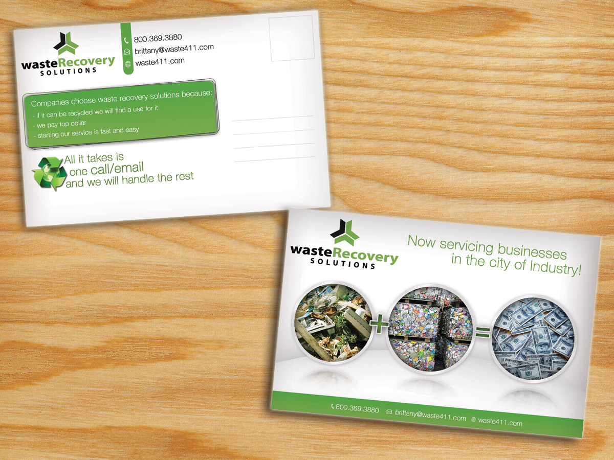 Postkarten-Design von alessandroevge für Waste Recovery Solutions | Design #4186894