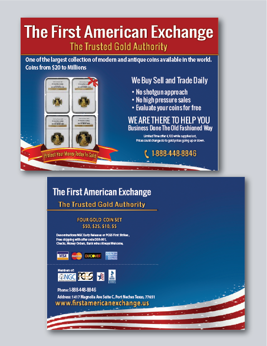 Postcard Design by alex989 for The First American Exchange | Design #4193283