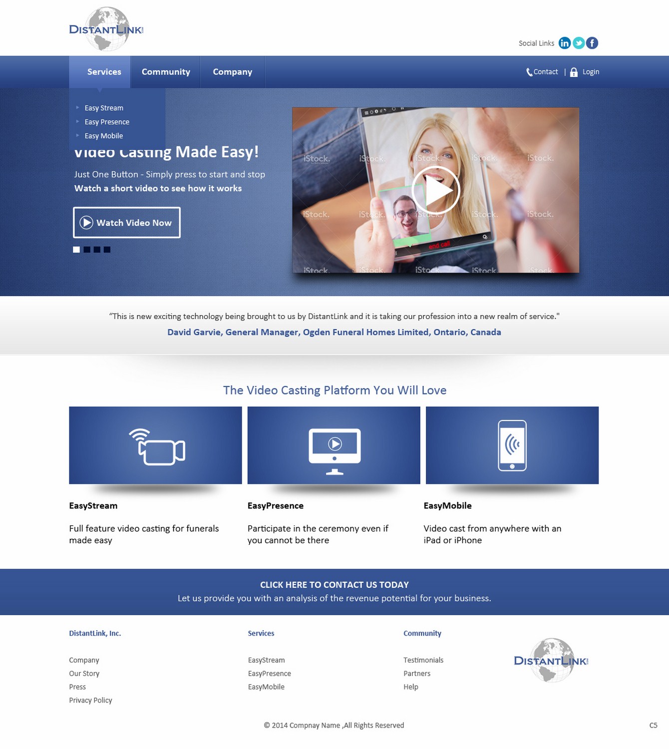 Web Design by pb for DistantLink Mobile Video Conferencing & Telecommunications Inc. | Design #4220533