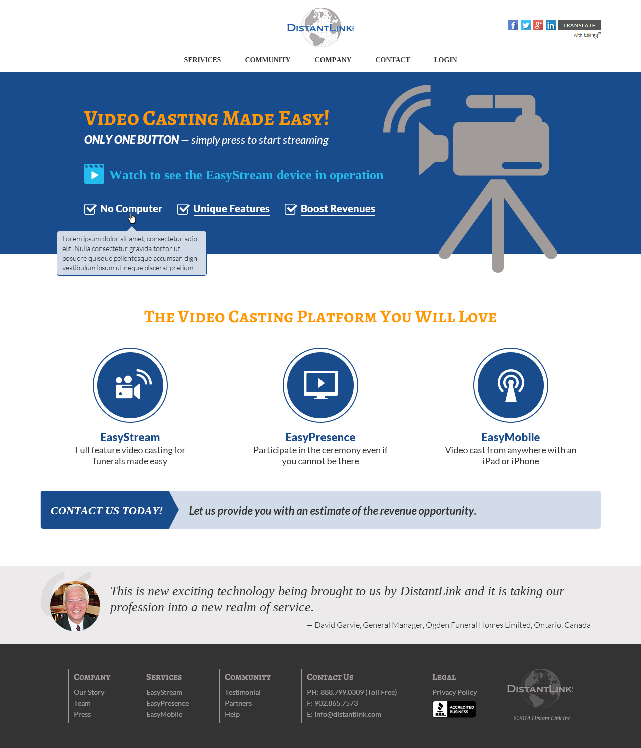 Web Design by MIND for DistantLink Mobile Video Conferencing & Telecommunications Inc. | Design: #4234635