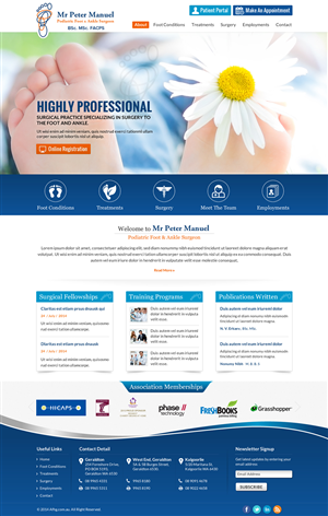 Foot and ankle surgeon requires a website design | Web Design by Sbss
