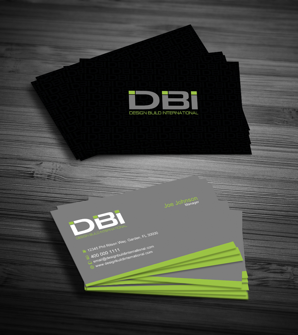 Visitenkarten-Design von diRtY.EMM für Design Build International, Inc | Design #1190785