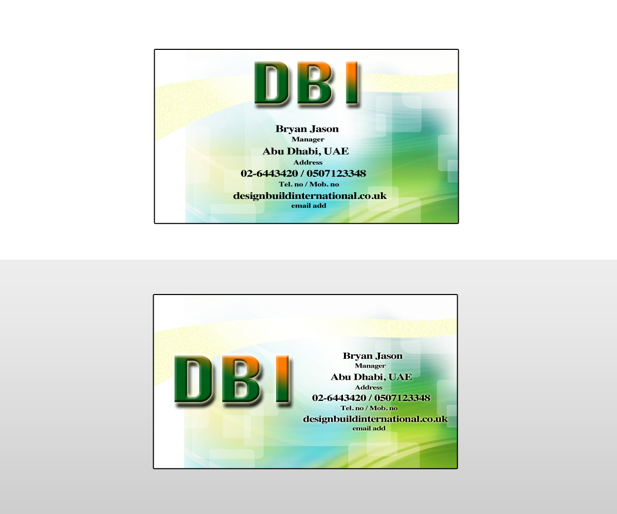 Design de Carte de Visite par BJY pour Design Build International, Inc | Design #1199947
