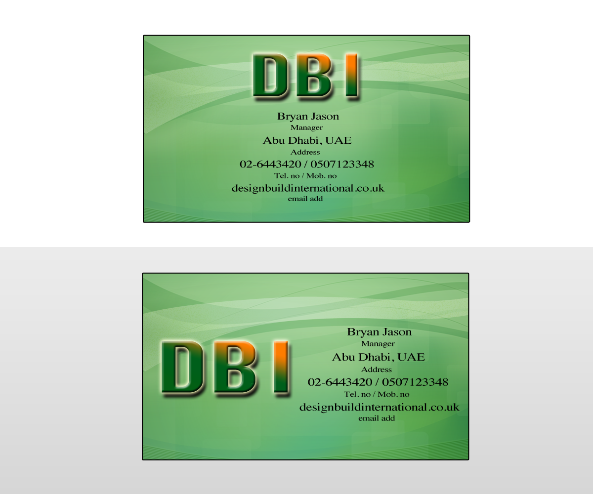 Business Card Design by BJY for Design Build International, Inc | Design #1199970
