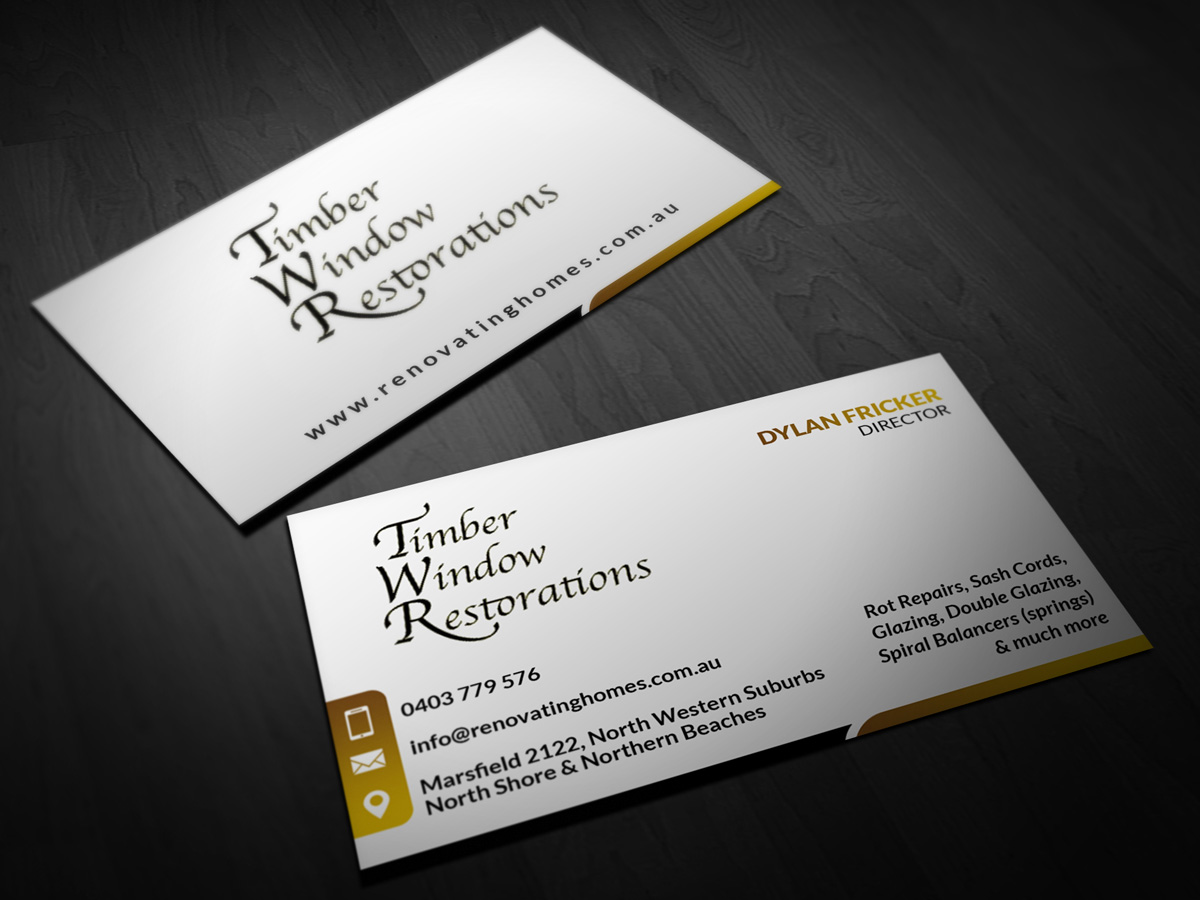 Business Card Design by Pointless Pixels India for Timber Window Restorations | Design #4235812