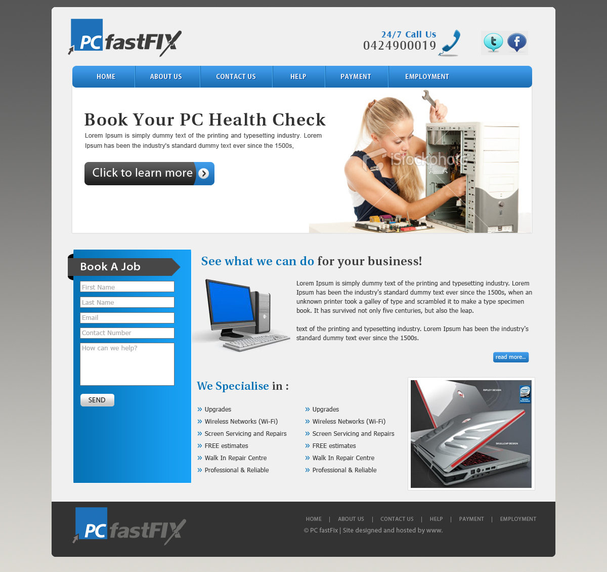 Wordpress Design by webxvision for PC fastFIX | Design #1231081