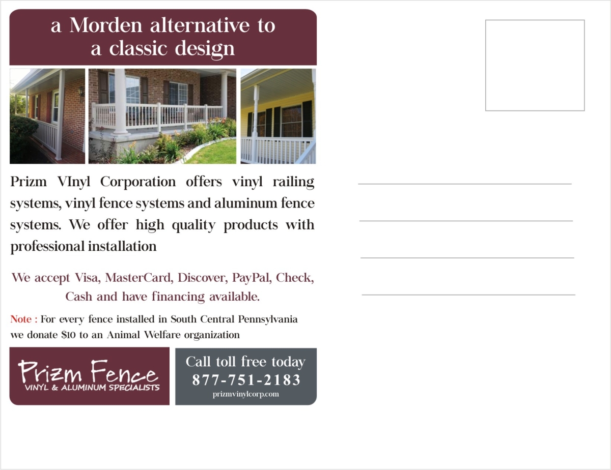 Diseño de Postal por ravi_k5 para Prizm Vinyl Corporation | Diseño #4235827