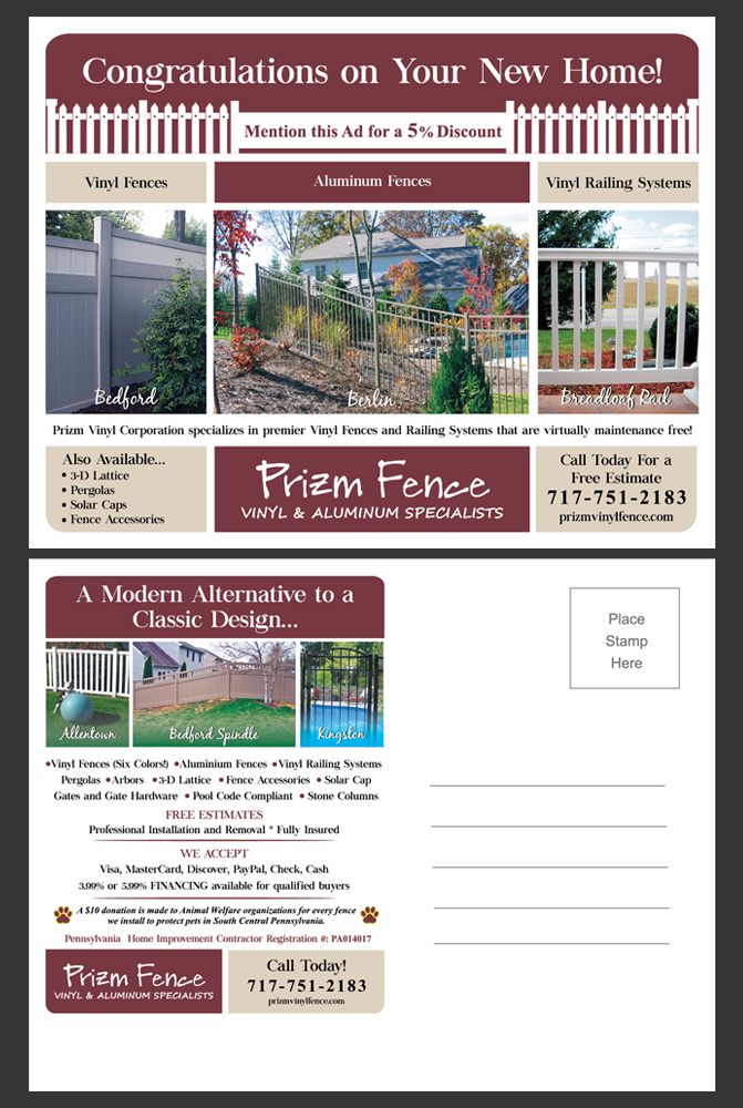 Postcard Design by ravi_k5 for Prizm Vinyl Corporation | Design #4741171