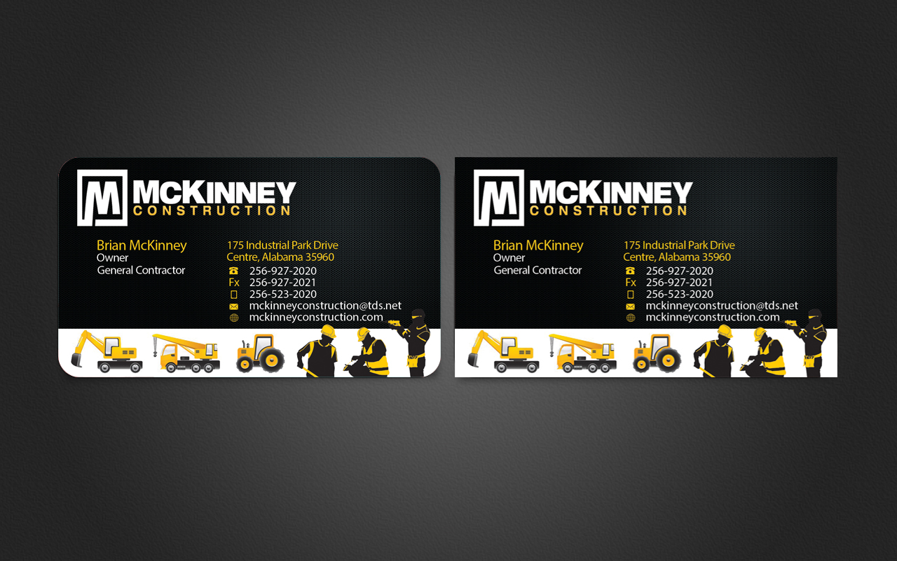 Business Card Design by Harshan for McKinney Construction | Design #4290607
