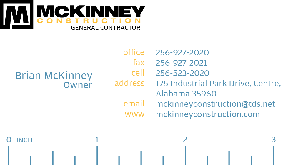 Business Card Design by BMF Design for McKinney Construction | Design #4275582