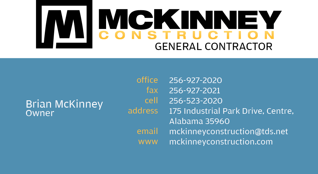 Business Card Design by BMF Design for McKinney Construction | Design #4275592