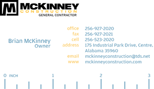 Business Card Design by BMF Design for McKinney Construction | Design: #4275595