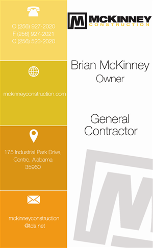 Design de Carte de Visite par Cherisse pour McKinney Construction | Design #4269612