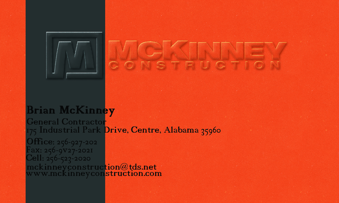 Business Card Design by ykbmys for McKinney Construction | Design #4241657