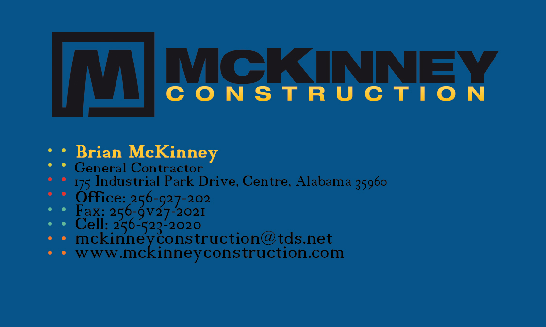 Business Card Design by ykbmys for McKinney Construction | Design #4247647