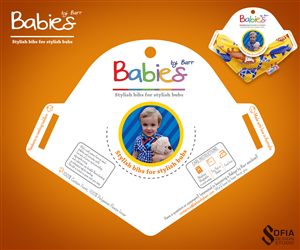 Sophisticated hang tag for Childrens Bibs. A professional look required | Design Emballage par SofiaDesignStudio