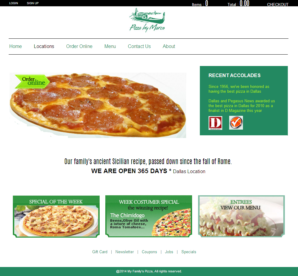 Web Design par coa pour My Family''s Pizza | Design #4283891