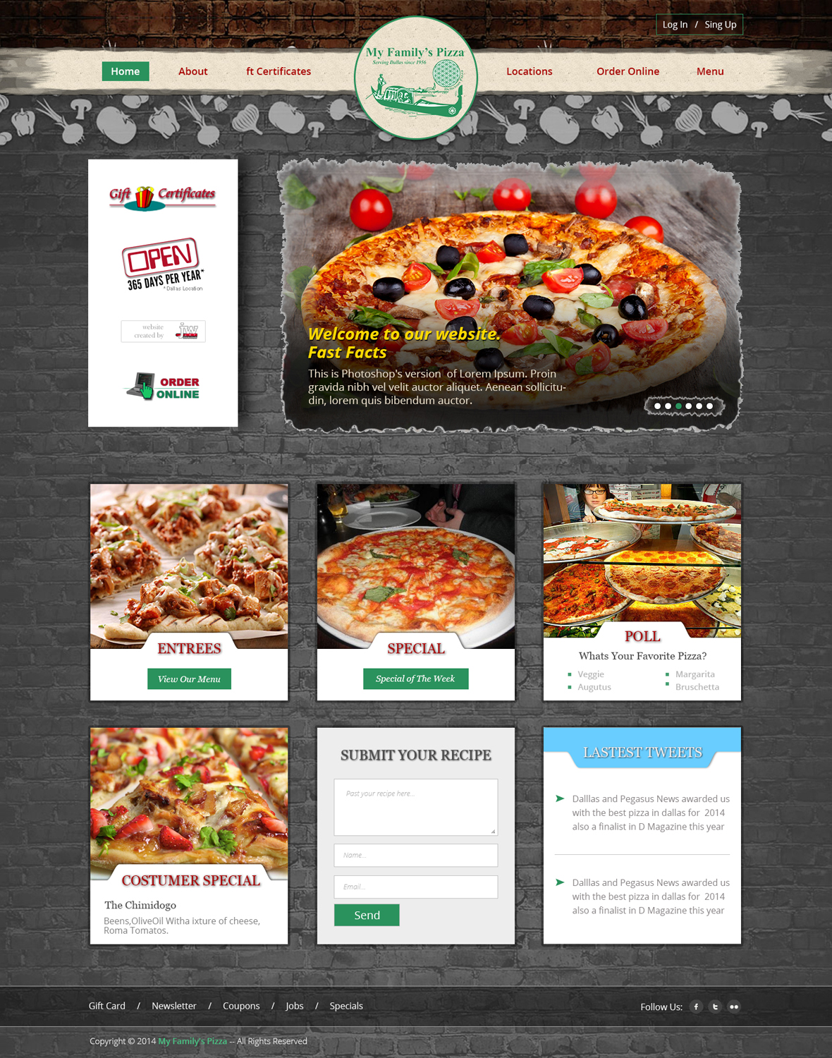 Web Design by the-lion-king for My Family''s Pizza | Design #4297793