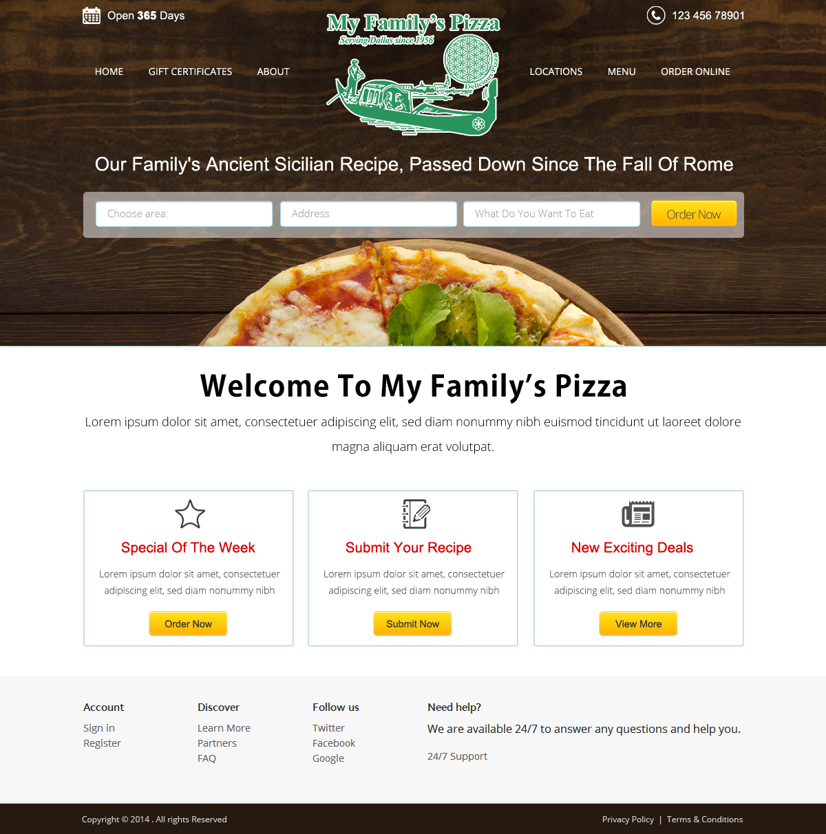 Diseño Web por OM para My Family''s Pizza | Diseño #4291248