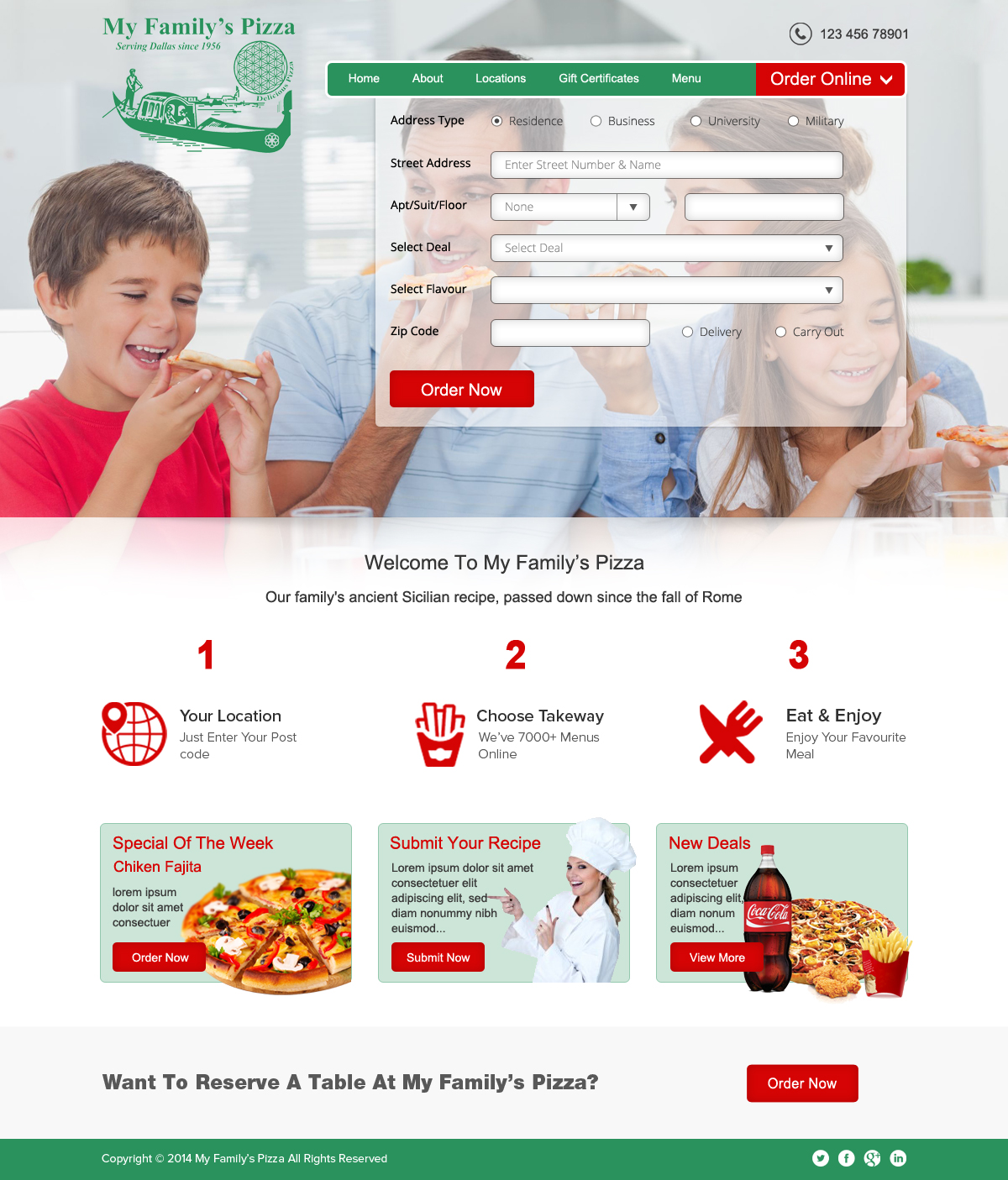 Web Design by OM for My Family''s Pizza | Design #4291252
