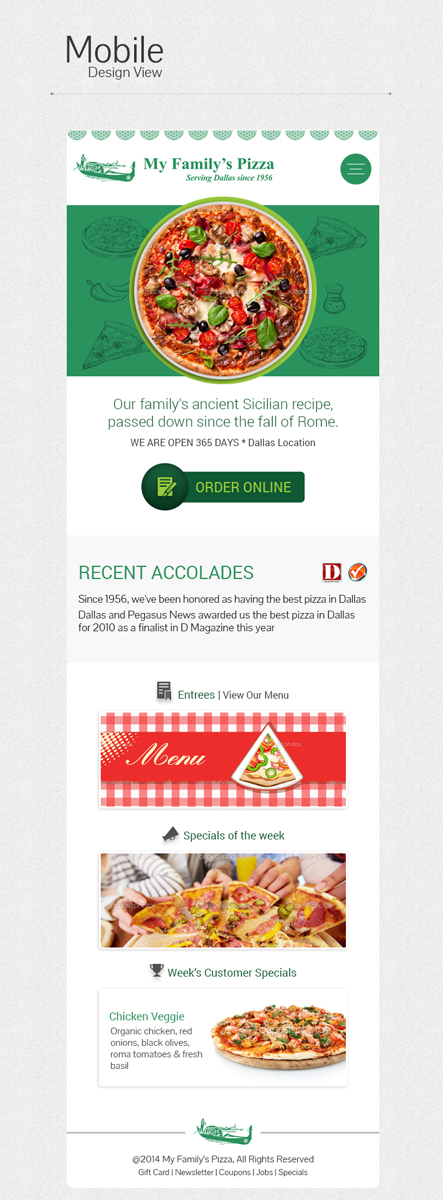 Web Design by LogoDesigns.ae for My Family''s Pizza | Design #4352470