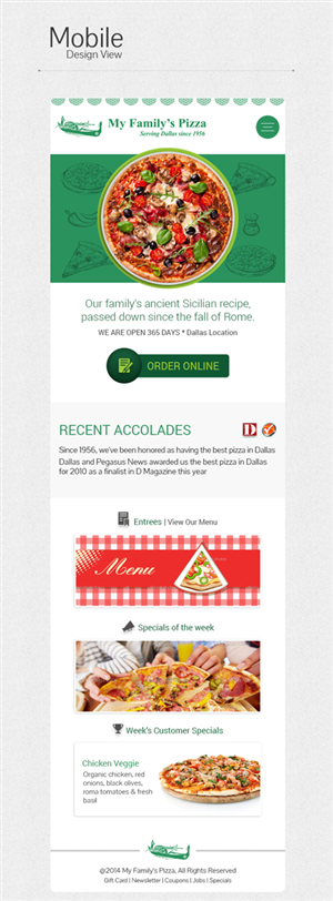 Web Design by LogoDesigns.ae for My Family''s Pizza | Design: #4352470