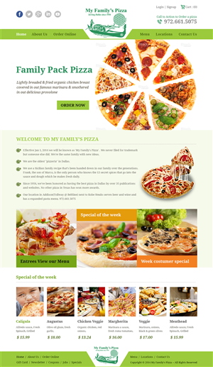 Web Design par Creative Usha pour My Family''s Pizza | Design #4312005