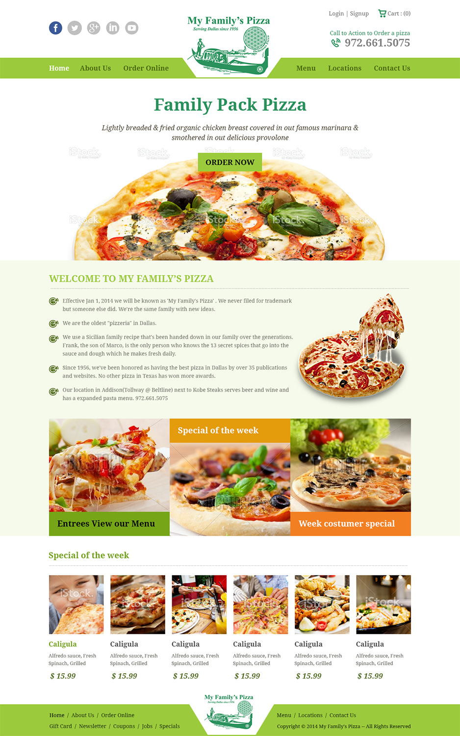 Diseño Web por Creative Usha para My Family''s Pizza | Diseño #4312014
