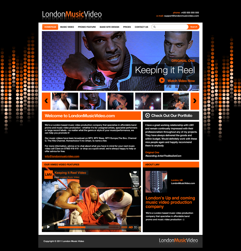 Web Design by Robert Marks for LondonMusicVideo.com | Design #178517